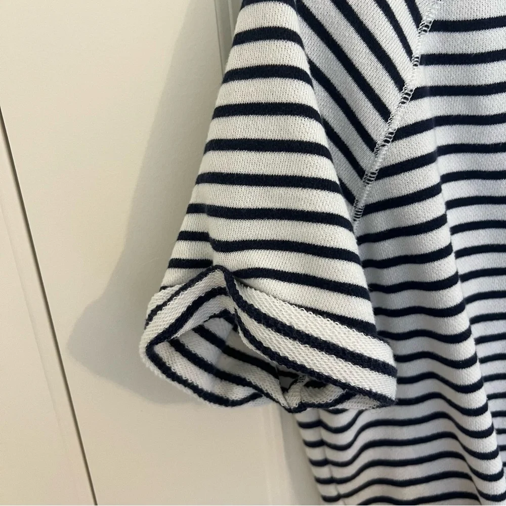 Aerie Short Sleeve Crewneck Sweatshirt Navy & White - Picture 3 of 3